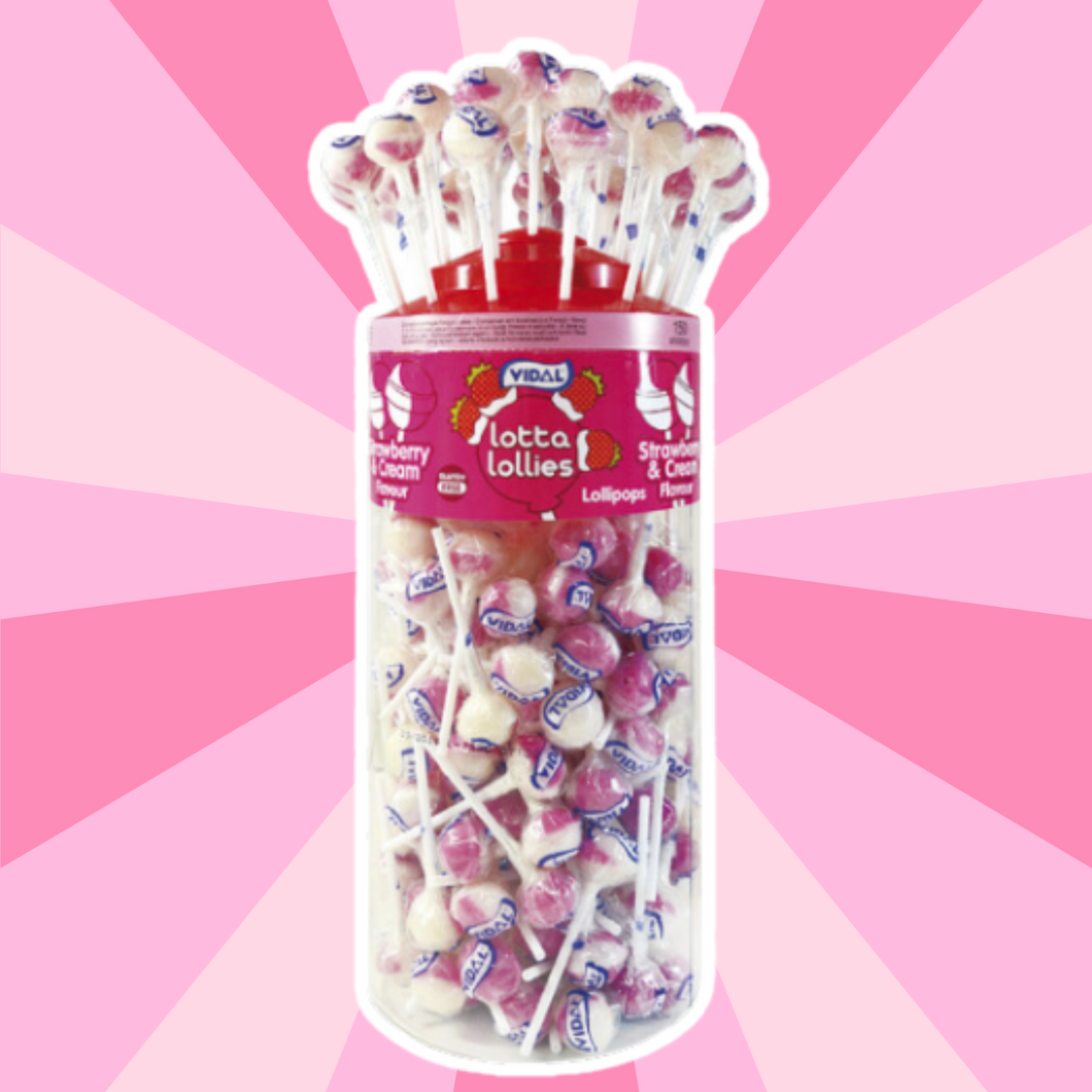 Vidal Lotta Strawberry & Cream Lollies (150 Full Tub)