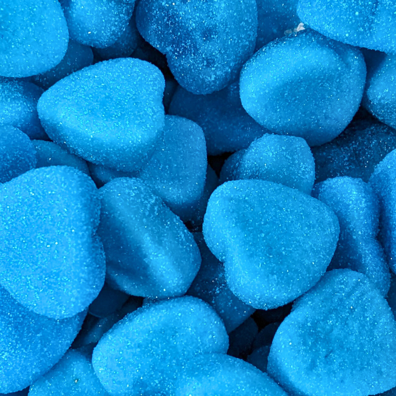 Sour Blue Raspberry Hearts (100g)