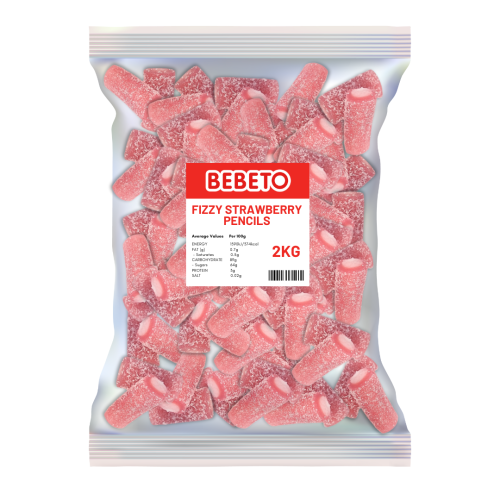 Bebeto Fizzy Strawberry Pencils 2kg (Halal)