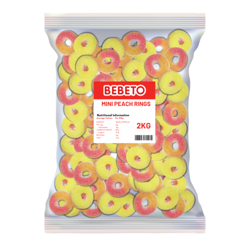 Bebeto Mini Peach Rings 2kg (Halal)